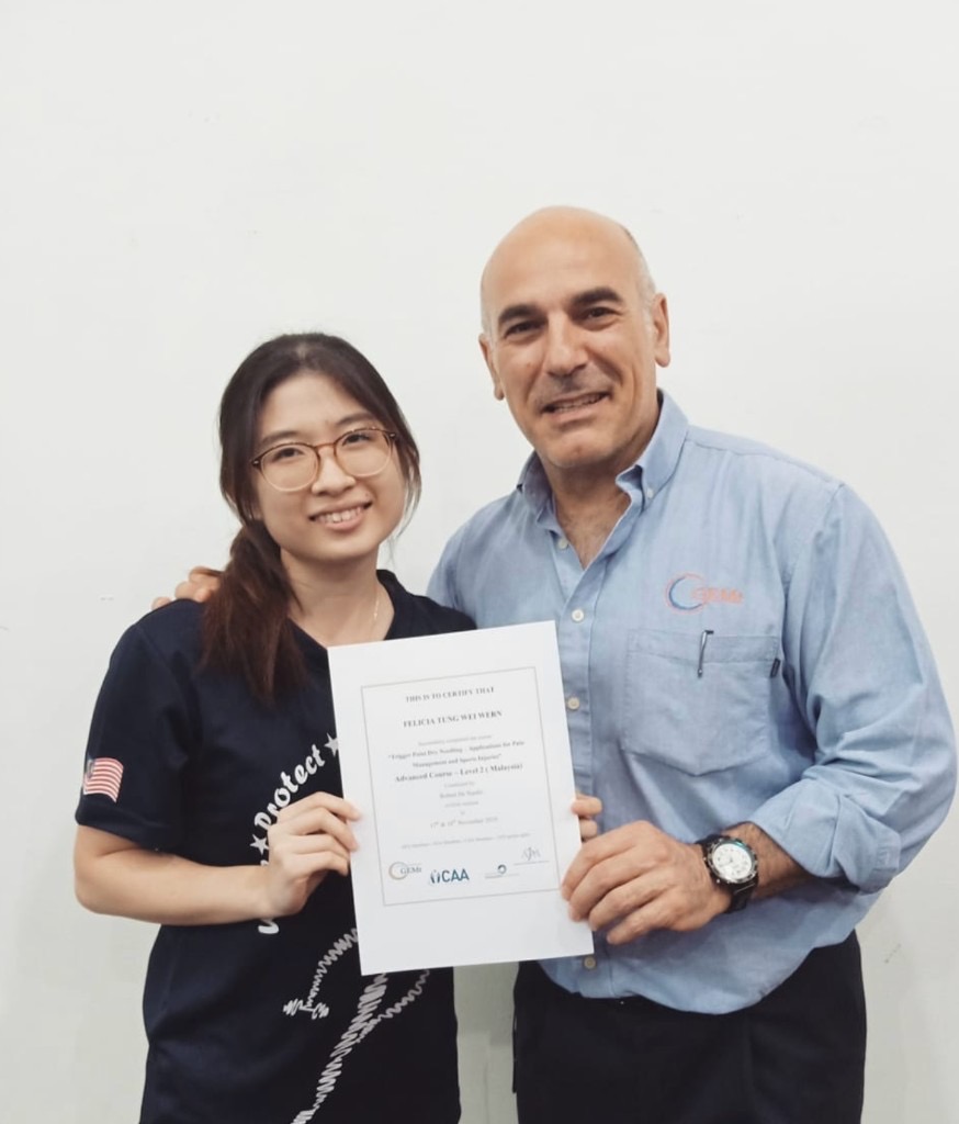 Felicia Tung with Robert De Nardis after completing GEMt Level 2, Malaysia, November 2018